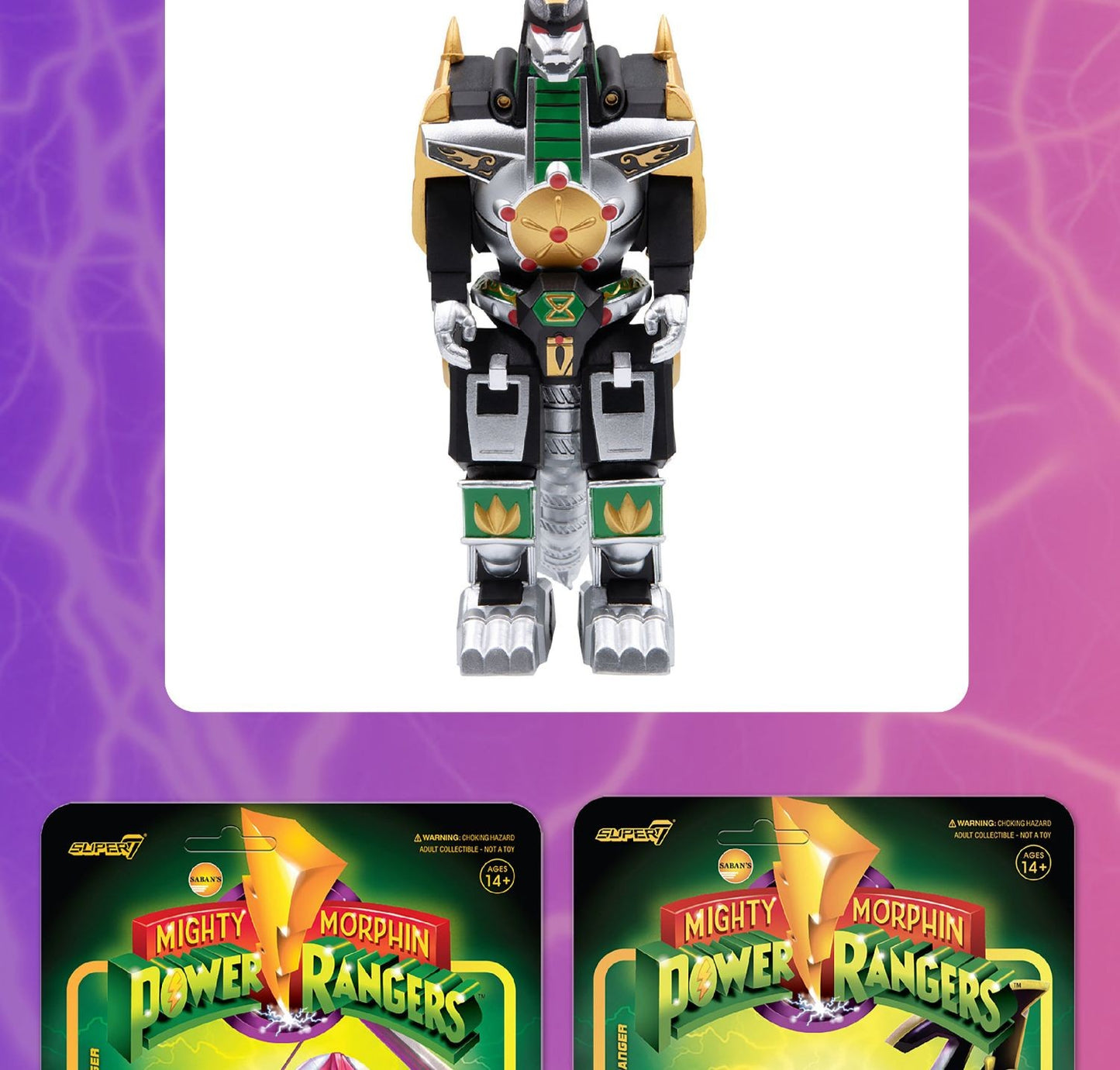 Em Estoque Super7 Mighty Morphin Power Rangers Carded Series 1 - Conjunto de Presente com Modelos Dragonzord, Red Ranger e Rita Repulsa