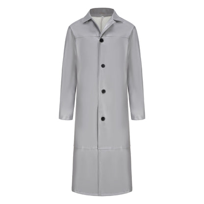 2024 New Men's Long Leather Jackets Goth Punk Button Trench Coat Solid Lapel Collar Long Pu Windbreaker Winter Leather Coats