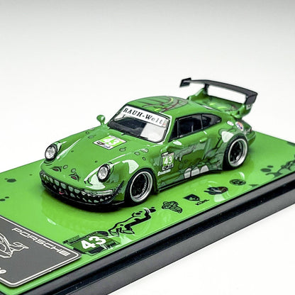 In-Stock Flame 1:64 Rwb 993 964 Pink/Green Dinosaur Paint Simulation Alloy Miniature Die-Cast Car Model Custom Children Toy Gift