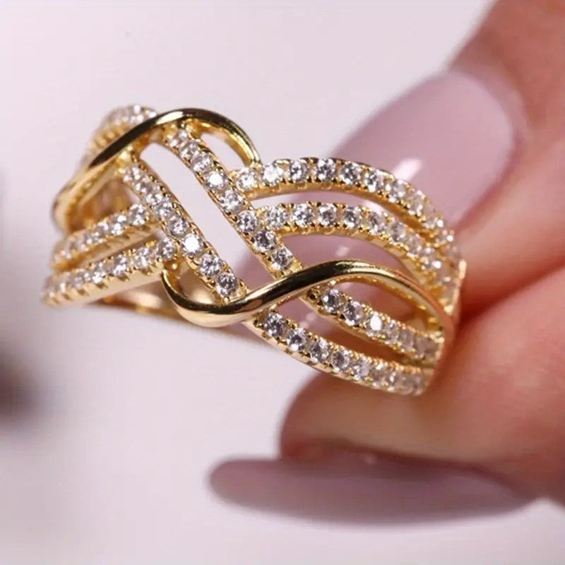Anel Feminino Atacado Transfronteiriço Temperamento Joia Europeia e Americana Diamante Completo Moda Senso Avançado Clássico Versátil