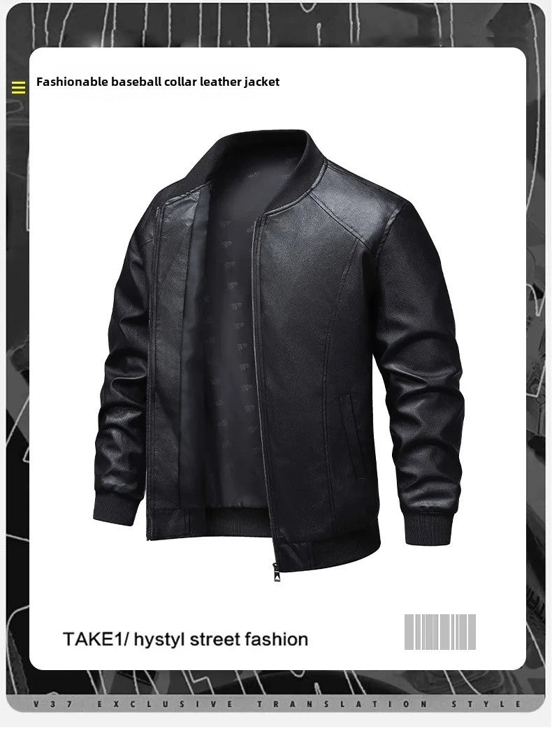 Men's Slim Fit Leather Jacket 2025 New Style Versatile Cool Fashionable PU Leather Coat Casual Streetwear