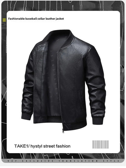 Men's Slim Fit Leather Jacket 2025 New Style Versatile Cool Fashionable PU Leather Coat Casual Streetwear