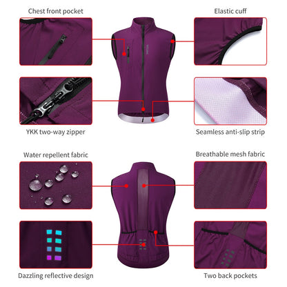 WOSAWE Mens Cycling Windproof Jacket Ultralight Windbreaker MTB Road Bike Vest Water Resistant Long Jersey with 2 way YKK zipper