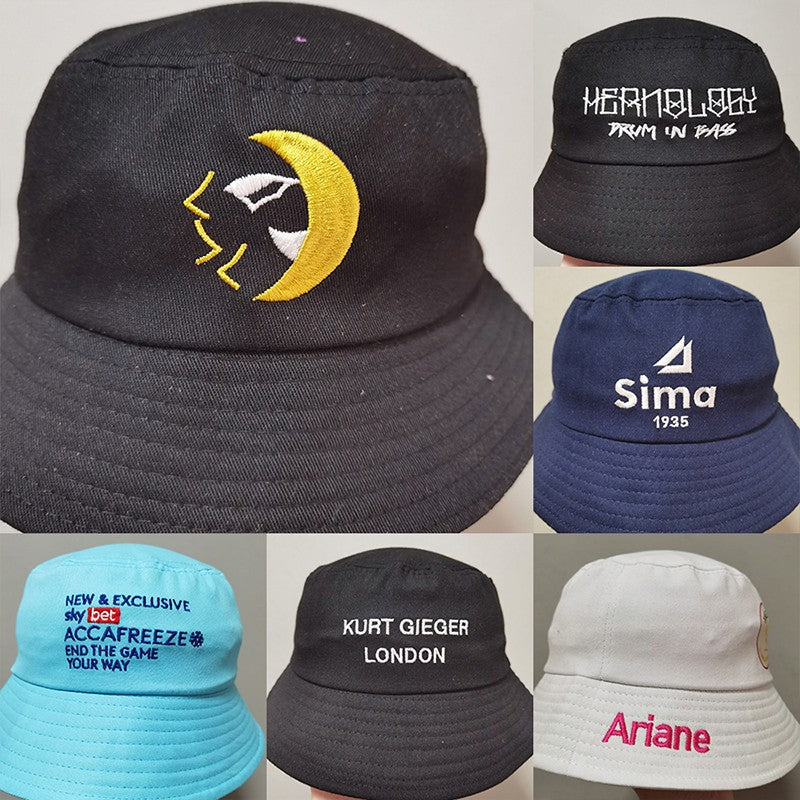 Custom LOGO Design Bucket Hat Brim Kpop Panama Bob Bucket Gorros Women Men Embroidered Print Logo Summer Casual Fishermen Cap