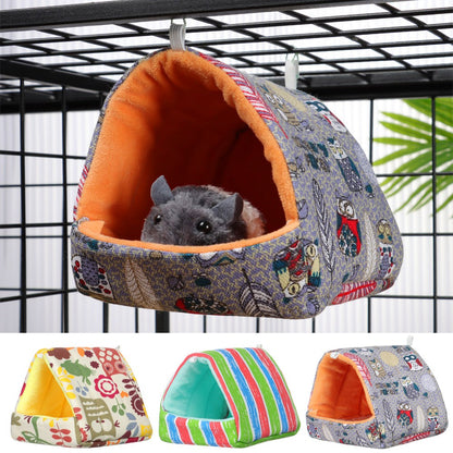 Inverno Bonito Desenho Animado Coelho Esquilo Mini Gaiola Ninho de Porquinho-da-Índia Pequenos Animais Ratos de Estimação Cama Casa de Hamster Quente Macia