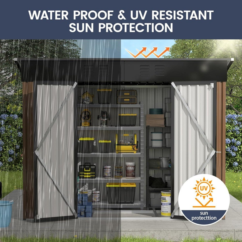 Outdoor Storage Shed 8x4 FT, Outside Sheds & Outdoor Storage Metal Galvanized Steel Yard, Patio, Lawn, Tool Shed with Lockable