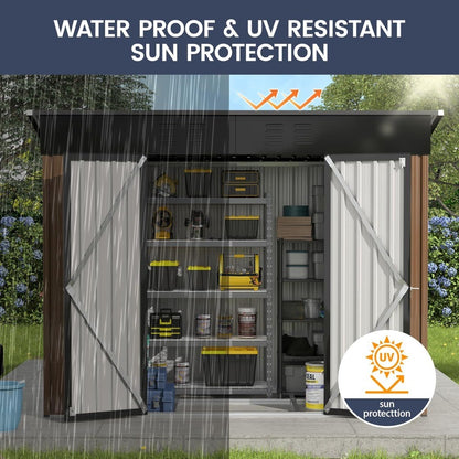 Outdoor Storage Shed 8x4 FT, Outside Sheds & Outdoor Storage Metal Galvanized Steel Yard, Patio, Lawn, Tool Shed with Lockable