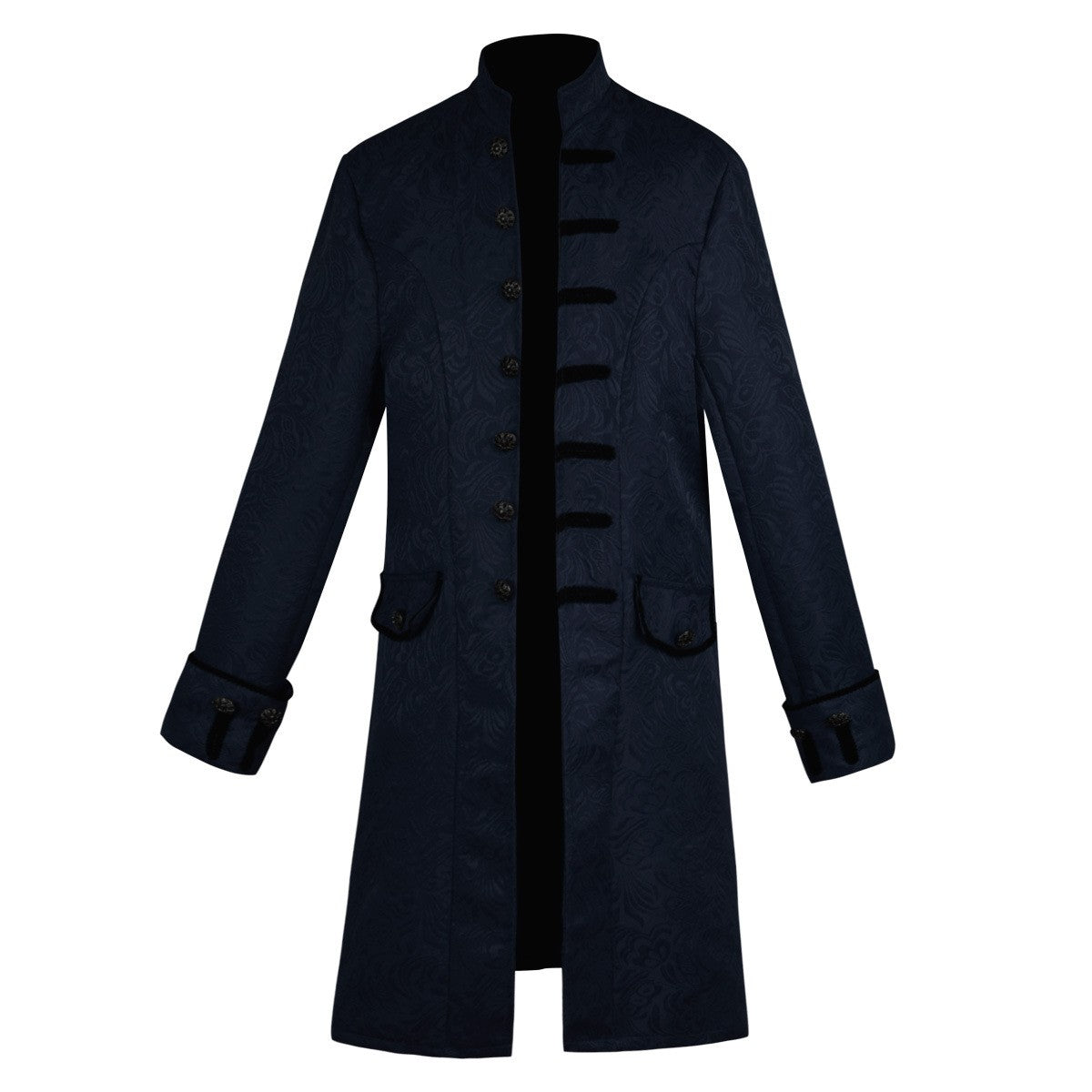 Men's Medieval Style Windbreaker Coat Vintage Lapel Jacquard Medium Length Trench Coat Halloween Party Costume Retro Outerwear