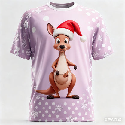 Christmas Men's T-shirt Animal 3D pattern printed Men's women's round neck T-shirt quick-dry t shirt for man Unisex y2k clothing