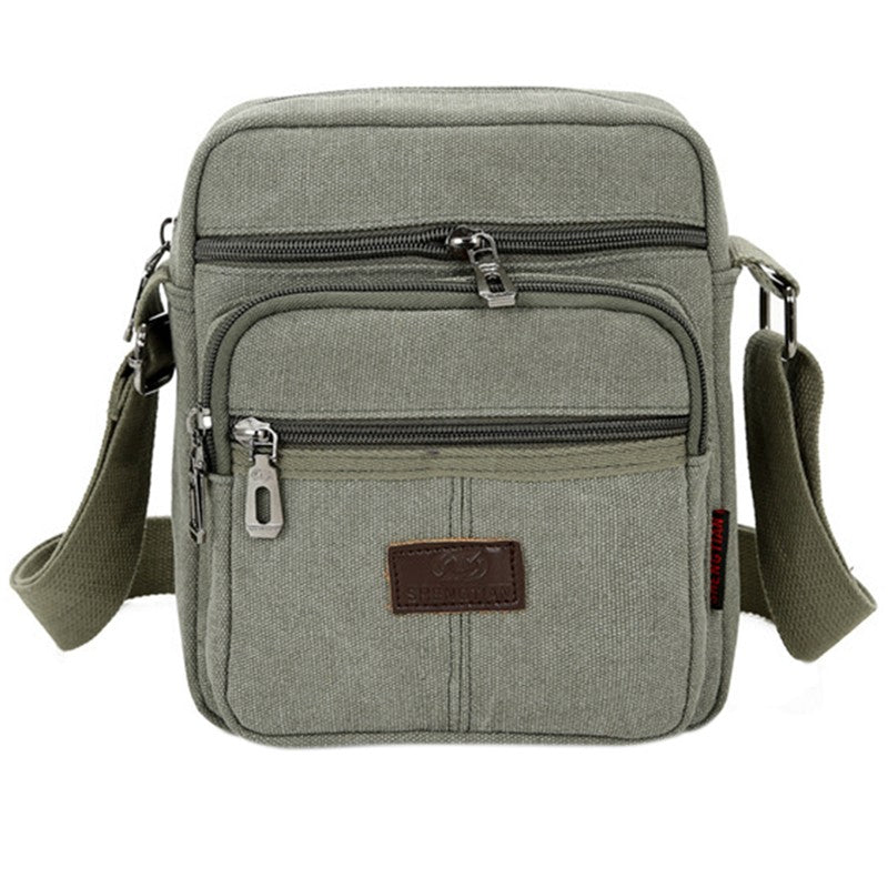 Multifunctional men's Shoulder Bag Flap Solid Color Casual Messenger Canvas Fashion Zipper Retro Travel men's Shoulder Bag