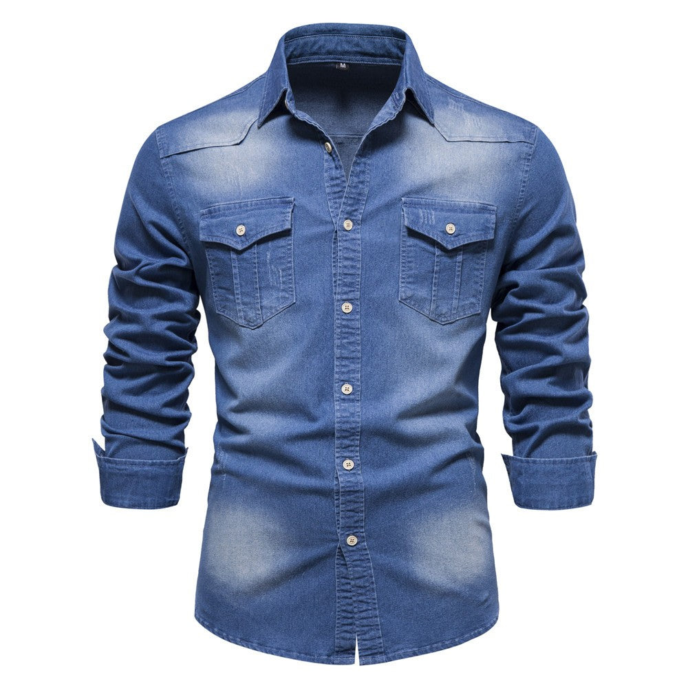 Spring Autumn New Men's Denim Shirts Fashion Casual Long Sleeve High Quality Cotton Shirt Jackets Vintage Slim Male Jean Shirts