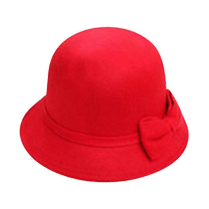 Elegant Brim Bowler Fedora Hats Church Bowler Cloche Hats Women Vintage Retro Hat Autumn Winter Warm Hat Wool Felt Bucket Cap