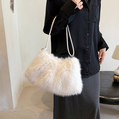 Fashion Luxury Faux Rabbit Fur Plush Shoulder Bag High-End Women's Tote Handbag for Stylish Gift Sending
