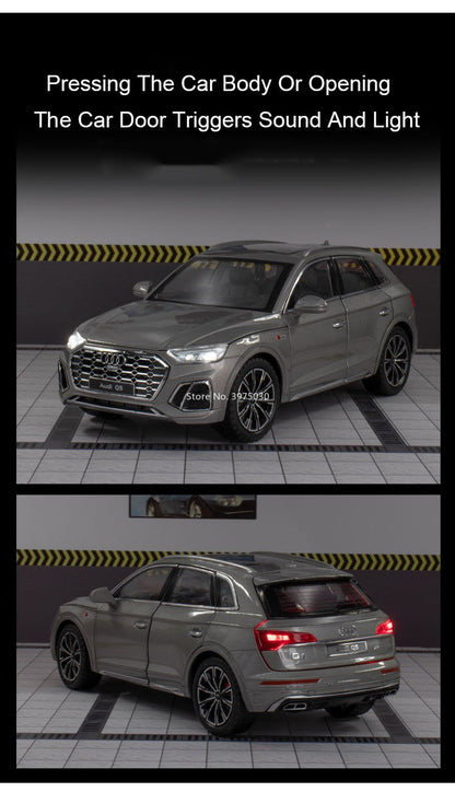 1:24 AUDI Q5 Modelos Carros de Liga Brinquedos com Luz e Som Carro em Miniatura 6 Portas Abertas Rodas Puxar para Trás Veículos para Presentes de Crianças e Adultos