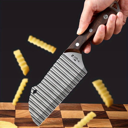 PLYS Potato Slicer Stainless Steel Sharp Wolf Tooth French Fry Cutting Knife Kitchen Multifunctional Wave Blade Potato Knife