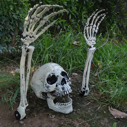 3-6pcs Bone Skeletons Yard Ground Stakes Simulated Ghost Skull Hand Props Halloween Garden Outdoor Insert Party Decoration