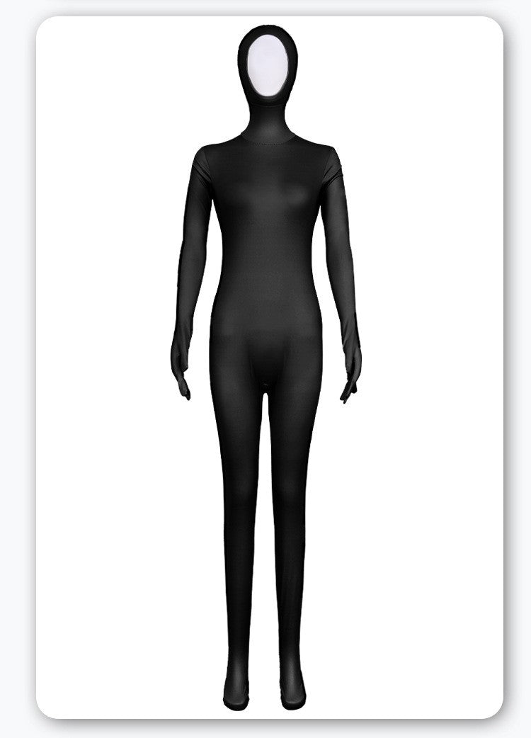 Open Split Orange Full Wrap Bodysuit Spandex Stretch Jumpsuit Adult Variety Show Halloween Cos and Body-fit Role Play Apparel