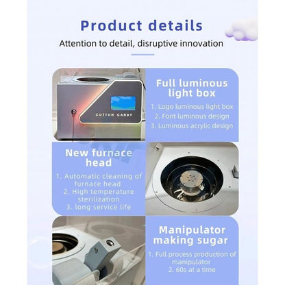 Small Professional Dessert Shops Commercial Portable Mini Tabletop Automatic Cotton Candy Machine