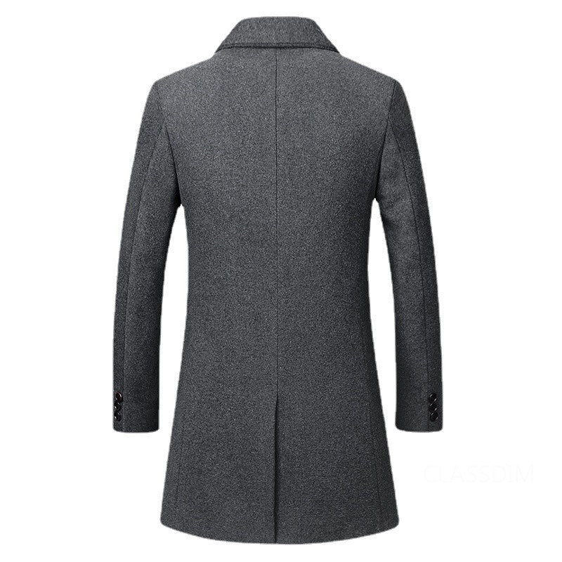 New Winter Men Cashmere Trench Coats Wool Blends Overcoats Business Casual Trench Long Jackets Male Slim Blends Coats Size 4XL