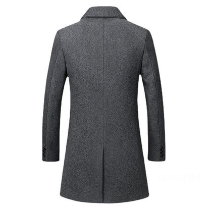 New Winter Men Cashmere Trench Coats Wool Blends Overcoats Business Casual Trench Long Jackets Male Slim Blends Coats Size 4XL