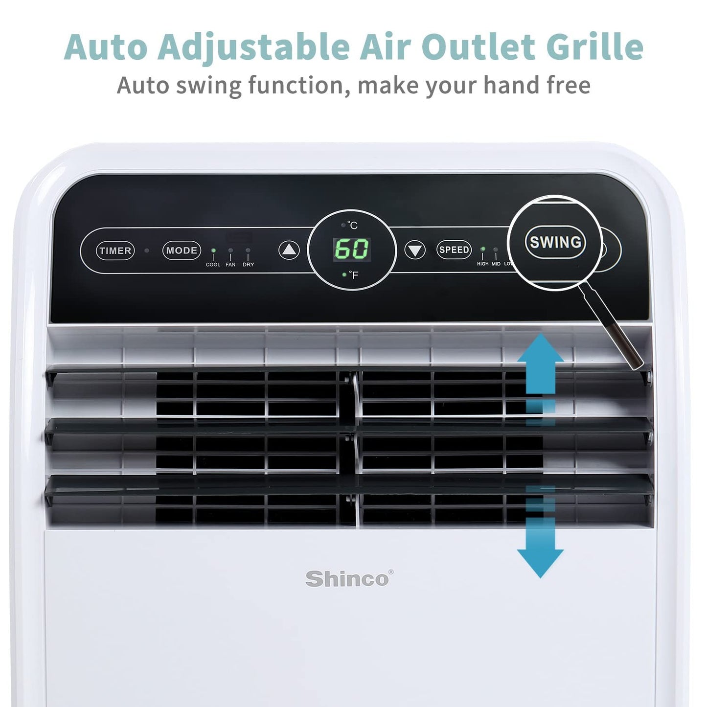 Ar-Condicionado Portátil Shinco 12.000 BTU Smart Wi-Fi, Unidade de AC Portátil com Modos Integrados de Resfriar, Desumidificar e Ventilar para Ambientes