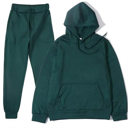 2025 Men's Autumn and Winter New Solid Color Hoodie+pants Two-piece Set Fashionable Casual Sports Set Size S-3XL Men's Tracksuit