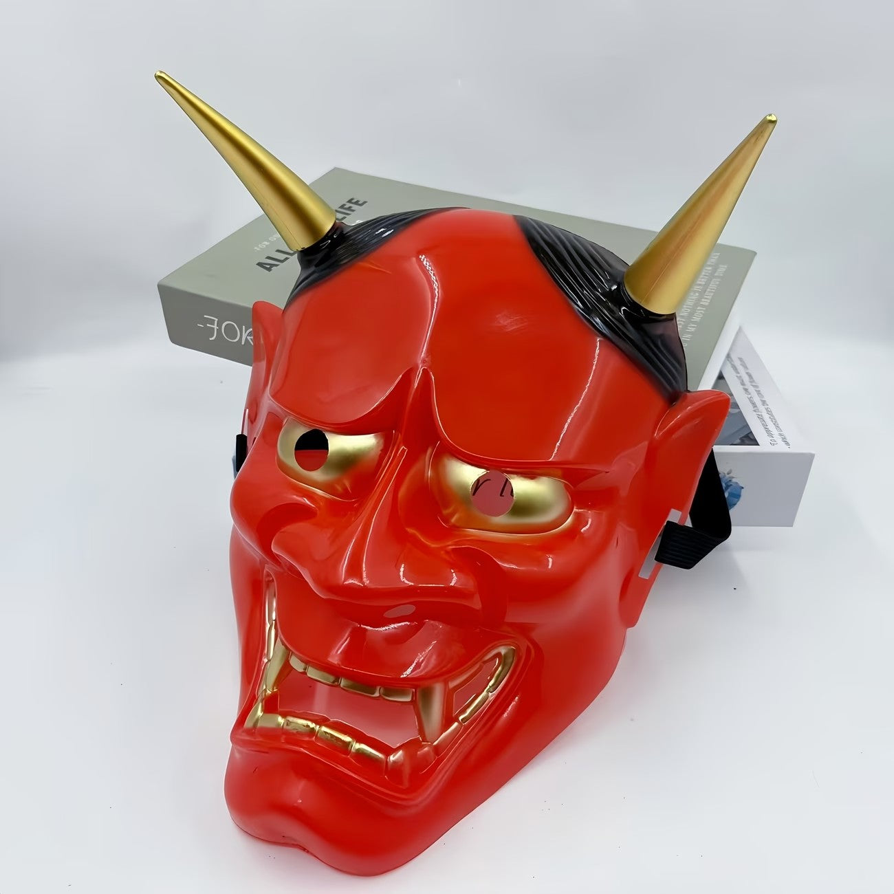 Japanese Hannya Demon Mask, Full Face Oni Mask for Halloween Cosplay and Themed Party Costume Accessory