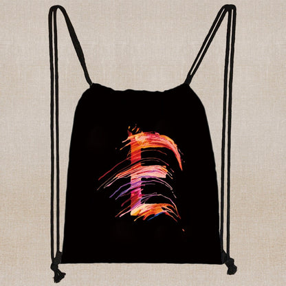 26 Initials Print Drawstring Bag Backpack Men and Women Beach Sports Travel Backpack Kid Gift Supplies Bag Portable Sundries Bag