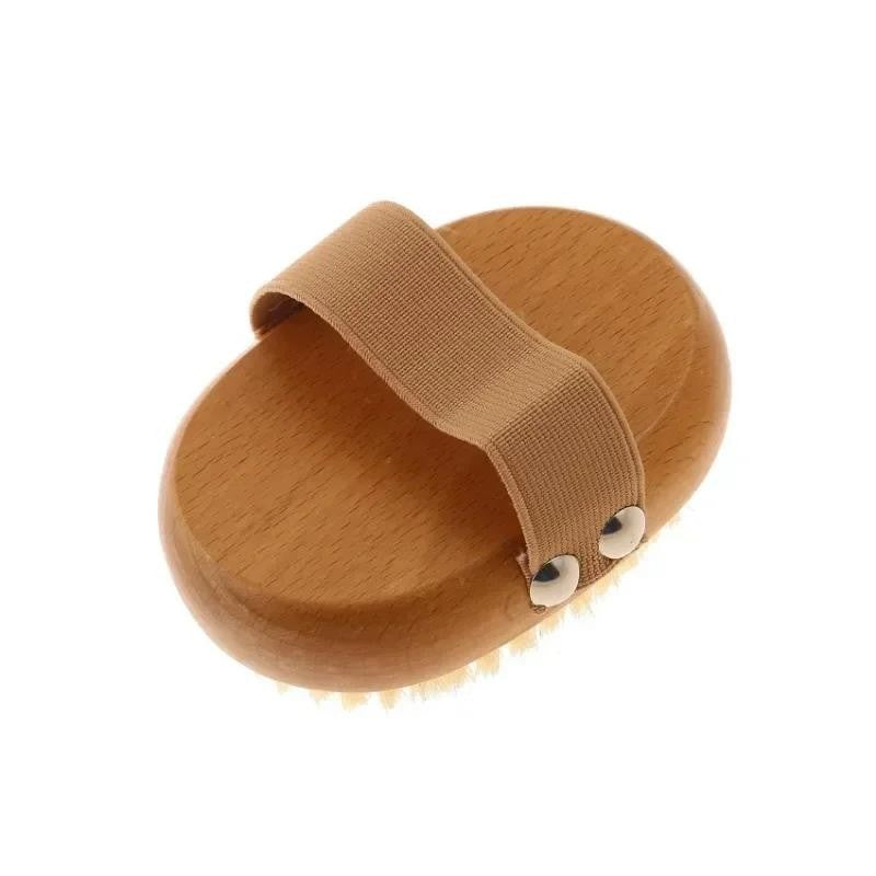 Natural Bristle Brush Soft Wet Dry Skin Body SPA Bath Massager Home