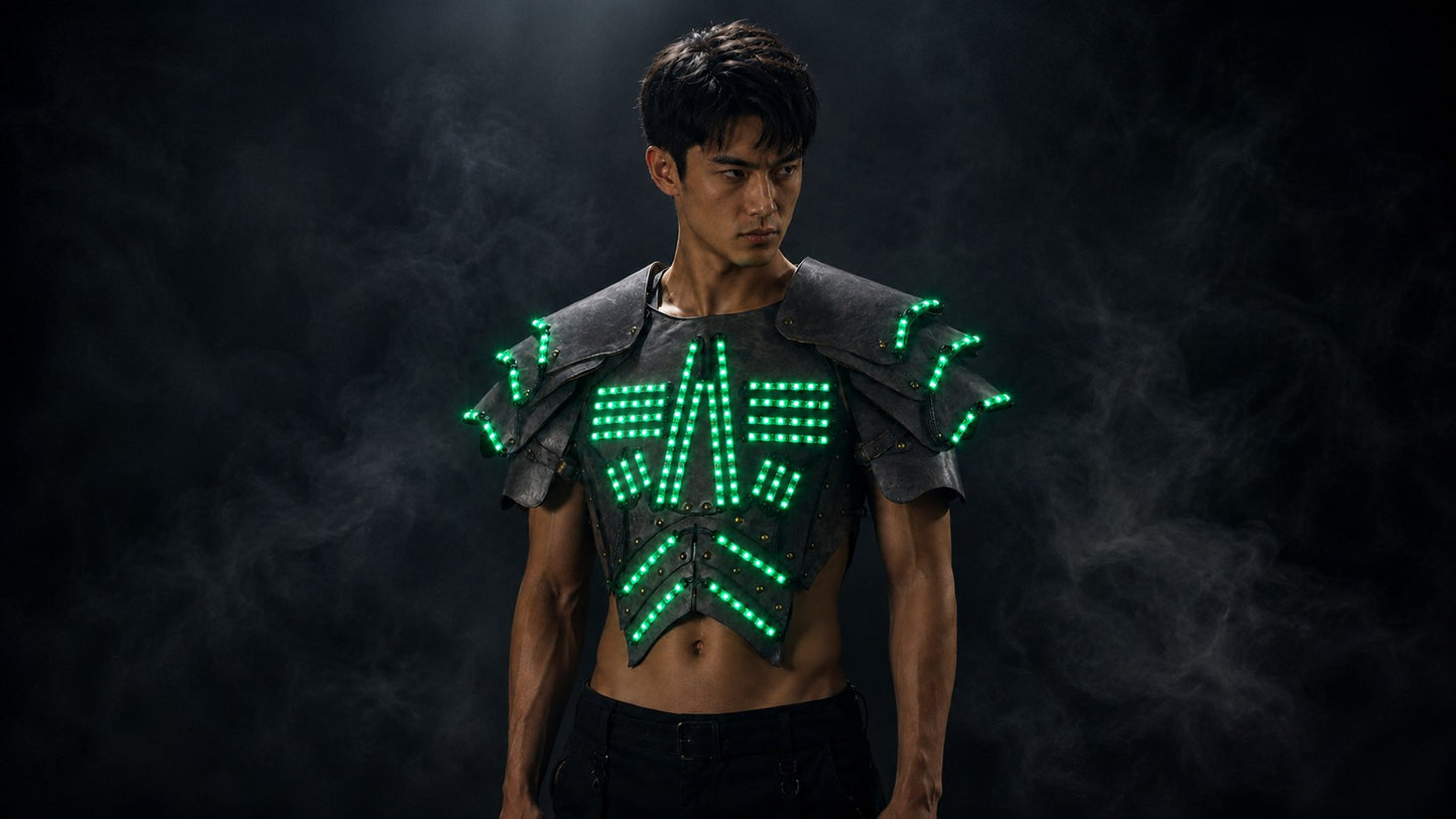 Cyber LED Glow Armor Cape – Illuminated Cosplay & Club Wear