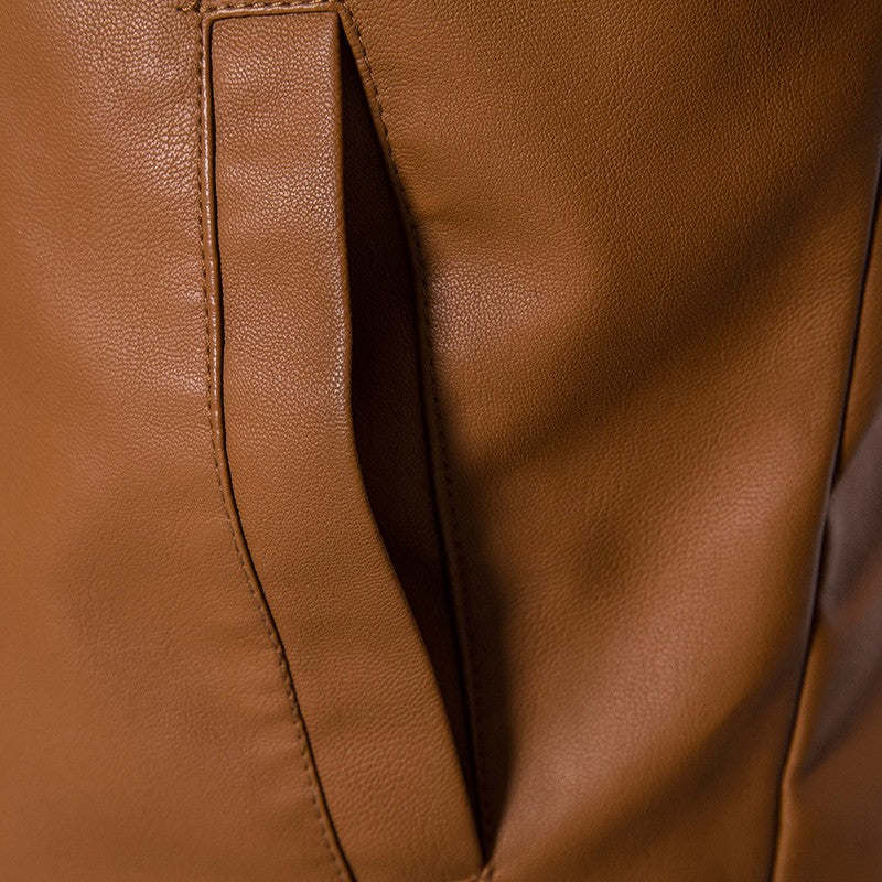 TRAF Leather Men's Youth Trend Autumn And Winter New Slim Korean Version Of Handsome Men's Autumn Coat Leather Jacket Men