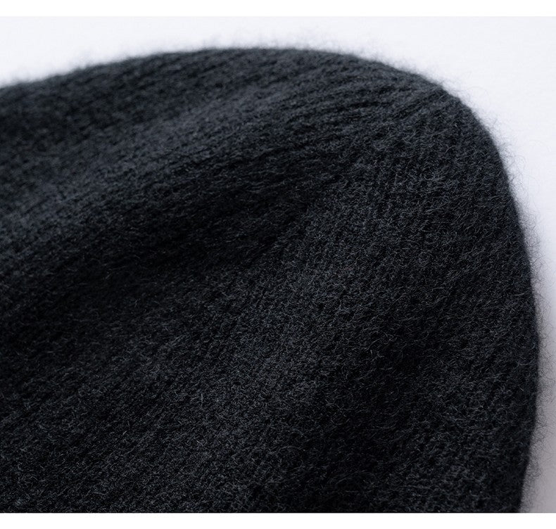 New Autumn Winter 100% Cashmere Hat Knitted Mountaineering Wool Hat Outdoor Skiing Double Layer Men and Women Thickened Warm