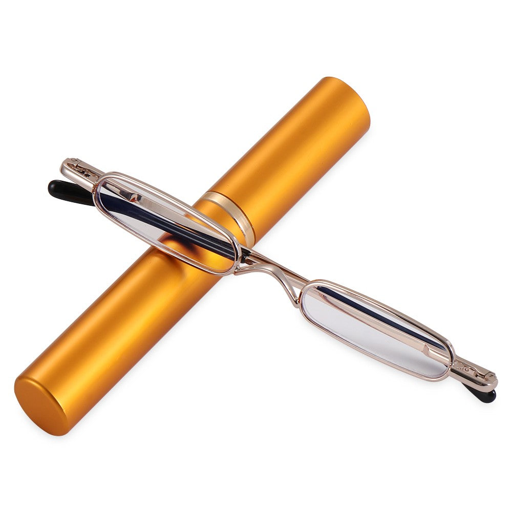 1 Óculos de Leitura Masculino e Feminino com Dobradiça de Mola, Mini Leitor de Tubo Pequeno, Fino, Tipo Caneta, com Estojo Portátil com Clipe