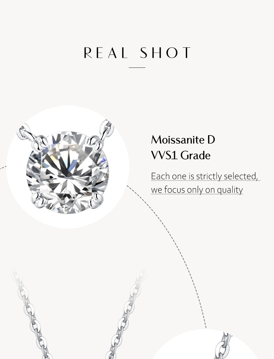 Colar de Moissanita com Diamante 6,5mm 1CT para Mulher Pingente Prata 925 Colar Feminino Correntes Festa Noiva Joias Finas