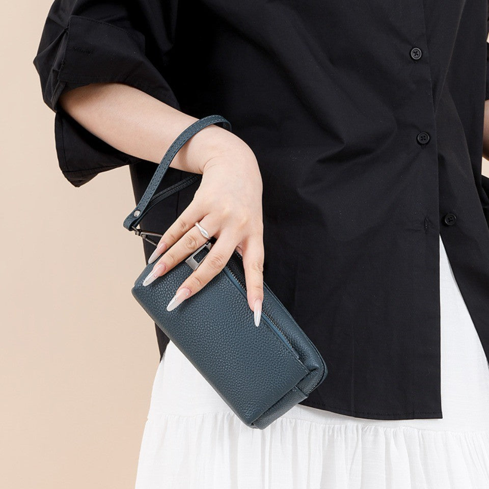 100% Genuine Cow Leather Wallet Purse Luxury Handbags Women Bags Designer Ladies Clutches Bags for Women Top Quality Phone Sac