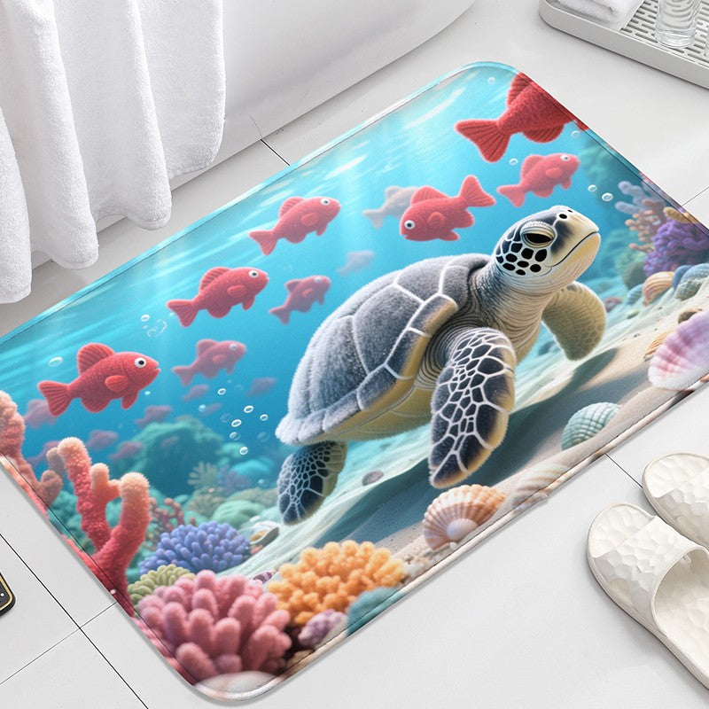 Pink jellyfish pattern bathroom floor mat, water absorbing small carpet, toilet seat mat, decorative mat, machine washable