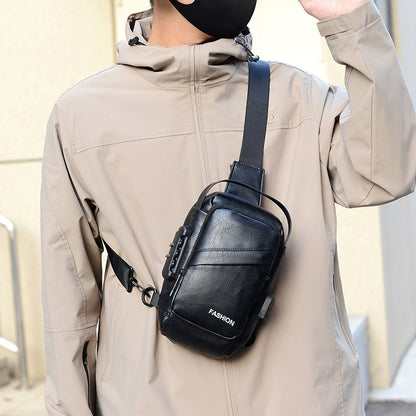 Men's Anti-Theft Crossbody Bag USB Charging Port Travel Chest Bag Waterproof Shoulder Messenger Bag for Outdoor Sports