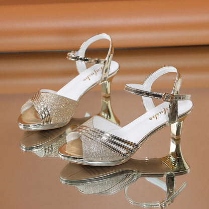 shoes woman trend Summer New Style British Style Fish Mouth Buckle Fashion Open-toe Sandals Women Fashion Comfortable High Heels