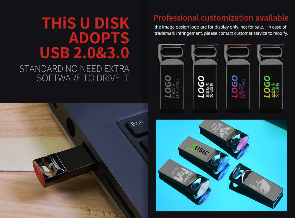 Zsuit 10 Peças/lote Pen Drives USB 64GB Mini Metal Capacidade Real 128GB Memory Stick Pen Drive 32GB Logotipo Personalizado Armazenamento U Disk
