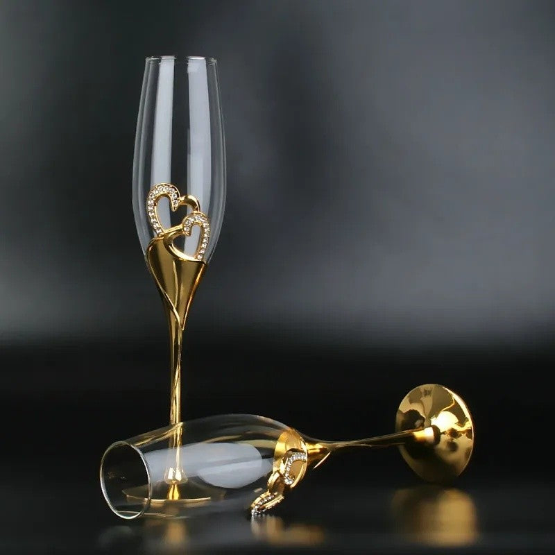 Conjunto 2 Peças Taças de Cristal Luxo Vinho Tinto Copos Altos para Festa Champanhe Flute Copos de Beber