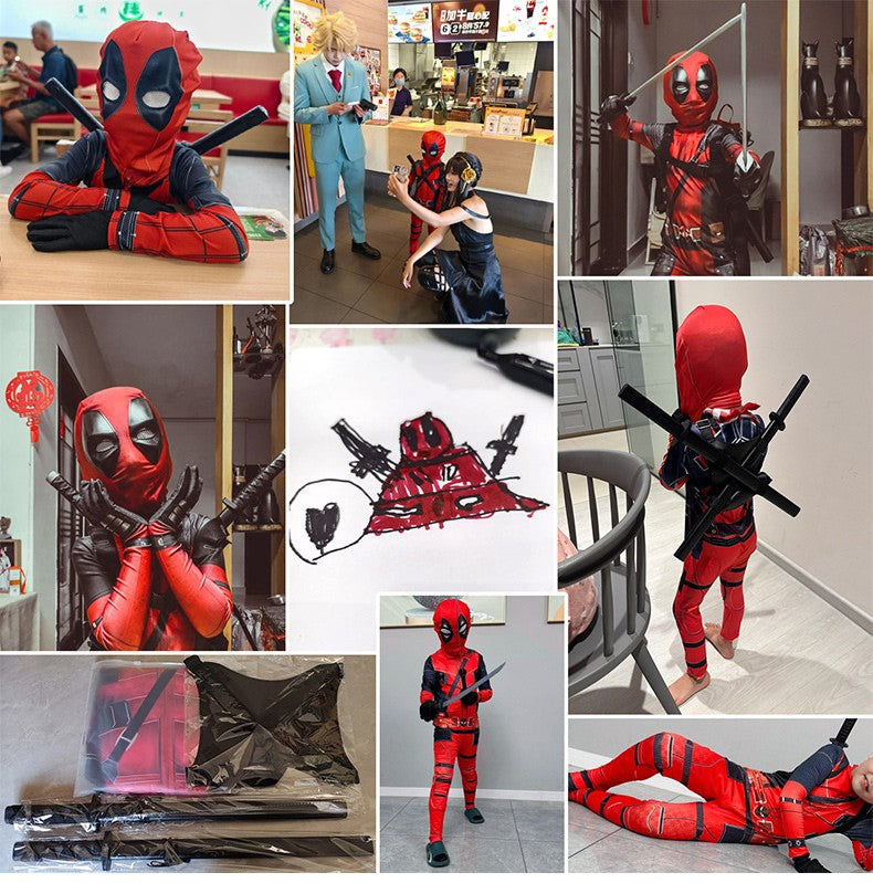 Deadpool Costume Halloween Cosplay Costume Deadpool Suit Jumpsuit deadpool Costume Carnival Festival Gift Sword Set