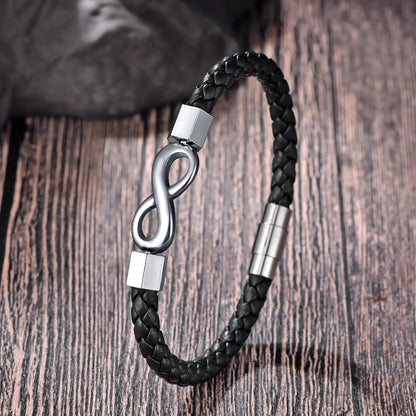 Pulseira de Aço Inoxidável Clássica de Couro Masculina, Corrente, Acessórios de Joias Elegantes para Pai e Namorado