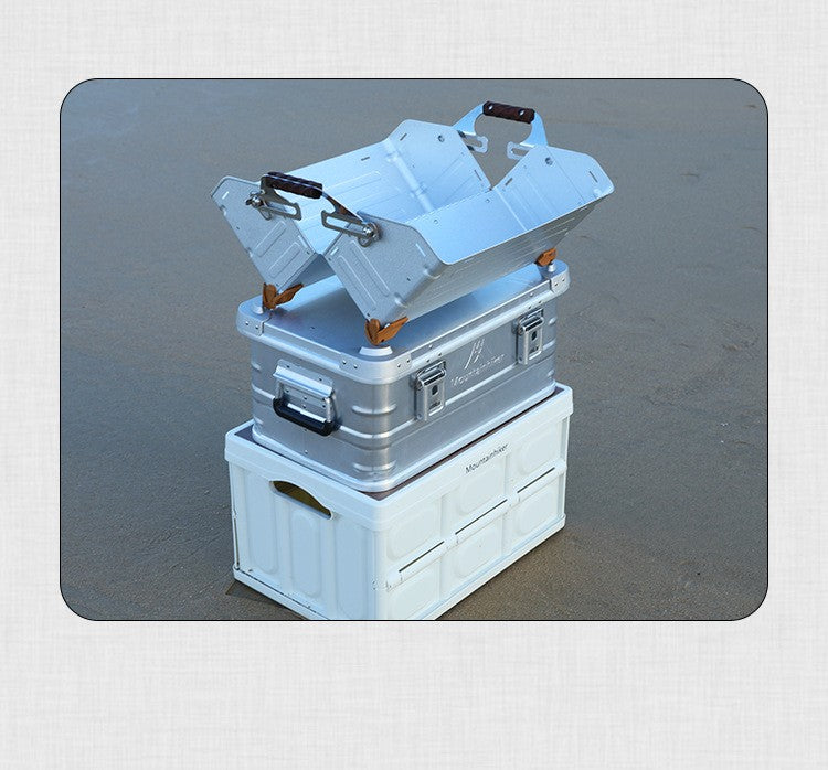 MOUNTAINHIKER Outdoor Storage Box Camping Picnic Travel Aluminum Alloy Large Capacity Box Silver Storage Bag 30-80L