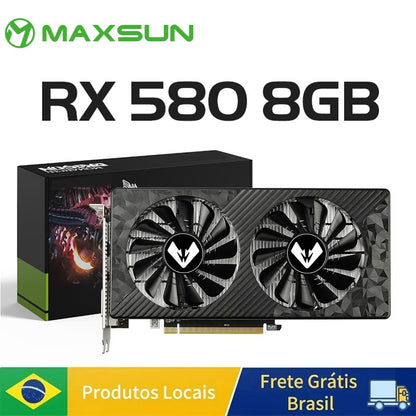Placa de Vídeo para Jogos MAXSUN RX580 8GB AMD GDDR5 256Bit 2048SP PCI Express 3.0×16 Computador 6 Pinos Saída HDMI NOVA