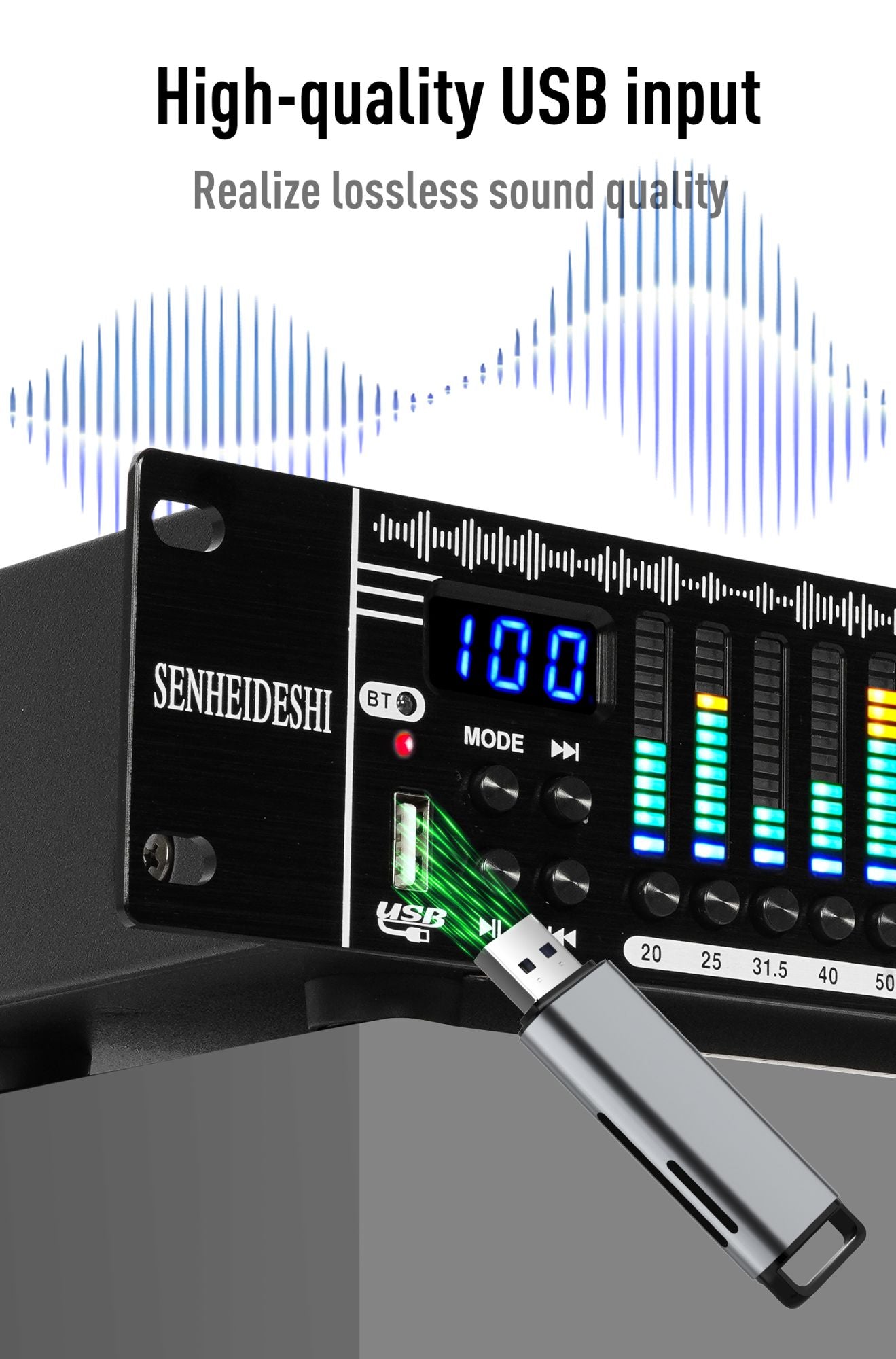 EQ31SUB Digital Equalizer 31 Stage Tuner Professional Stage Performance Noise Reduction Audio Processing