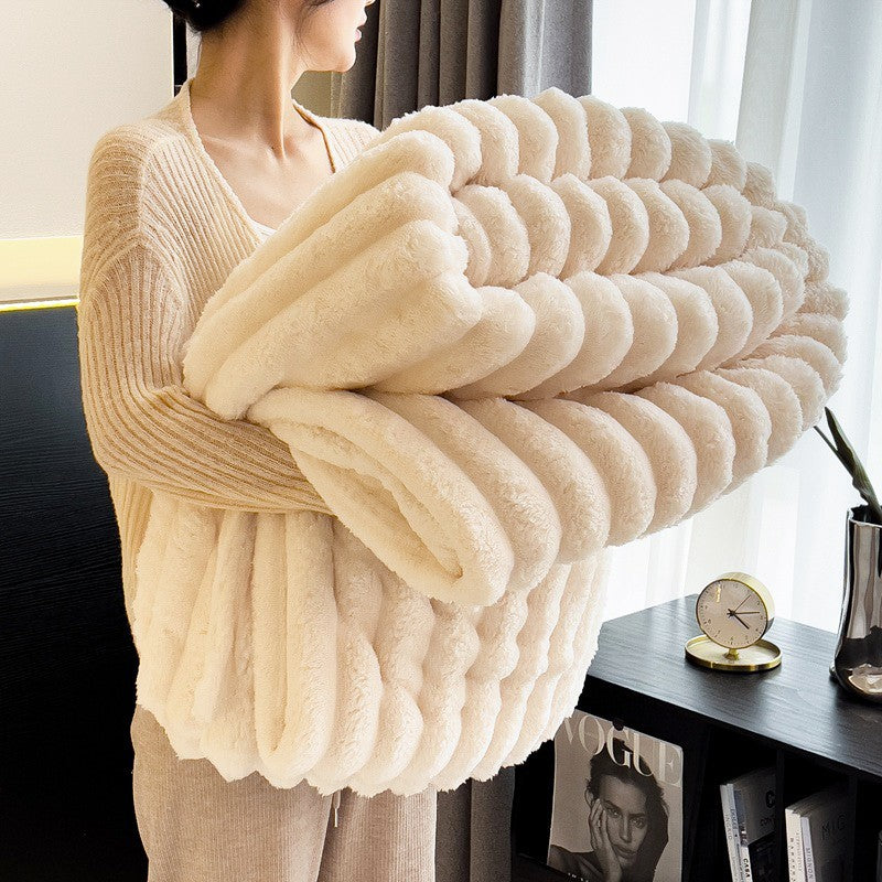 Imitation Rabbit Velvet Spring Autumn Warm Blankets or Blanket and Pillowcase Soft Fluffy Warmth Throw Blankets for Sofa Napping