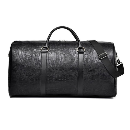 Large Capacity Travel Duffle Bag for Men PU Leather Crocodile Pattern Waterproof Sports daily casual Tote Bag women