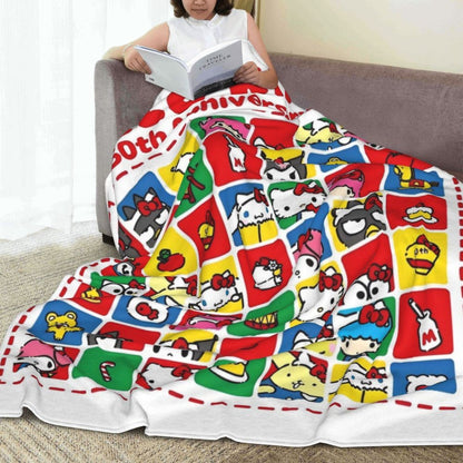 Christmas Hello Kitty Blankets Quality Warm Throw Blanket Winter Travel Office Couch Bed Graphic Bedspread