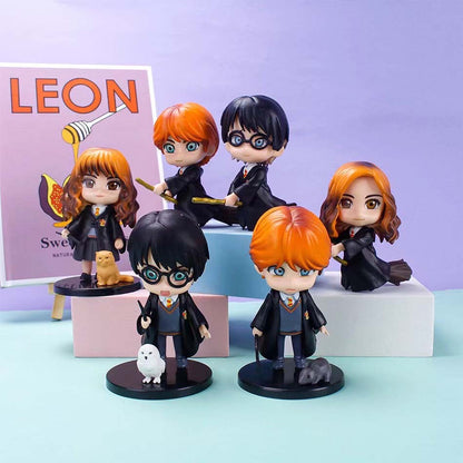 Hot 3 unidades/10 unidades Harryy Q Estilo Potter Posket Hermione Ron Hedwig Figura de Vinil Brinquedo Decoração de Bolo Carro Modelo Boneca de PVC Presentes Brinquedos