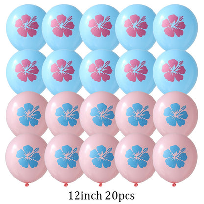 Hibiscus Foil Balloon Set Hot Pink Yellow Purple Hibiscus Balloon Summer Tropical Birthday Hawaii Baby Shower Party Decoration